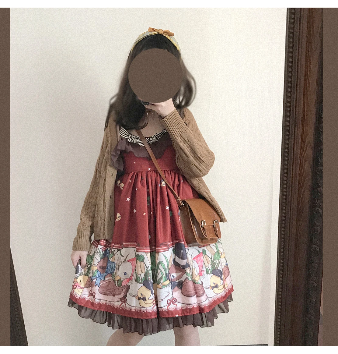 

Gothic palace sweet princess lolita strap dress vintage falbala high waist printing victorian dress kawaii girl gothic lolita