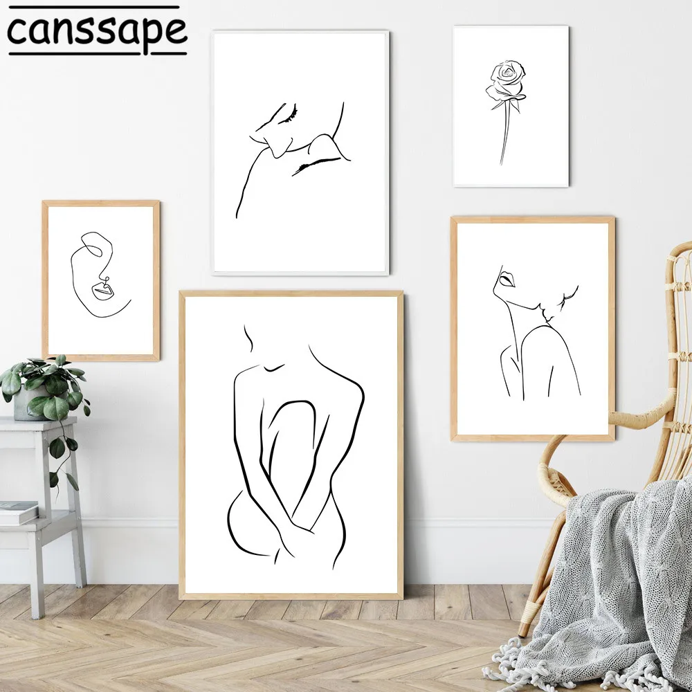 

Abstract Line Woman Posters Minimalist Wall Art Canvas Painting Line Draw Poster Nordic Wall Pictures For Living Room Decor