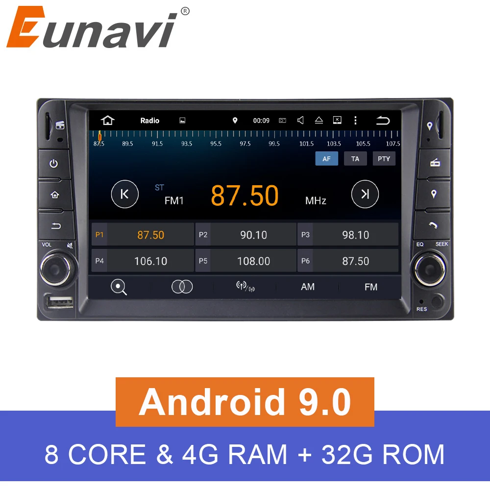 Eunavi 7 ''Android 9 0 2 DIN Автомобильный gps для Toyota Terios Старый Corolla Camry Prado RAV4