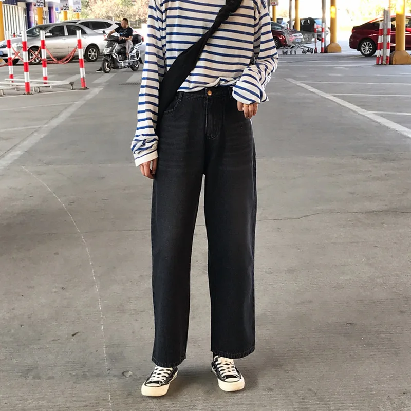 

Denim Pants Women High Waist Washed Jeans Pocket KALENMONS Bleached Summer Casual Trousers 2020 Baggy Work Jean Women Vintage