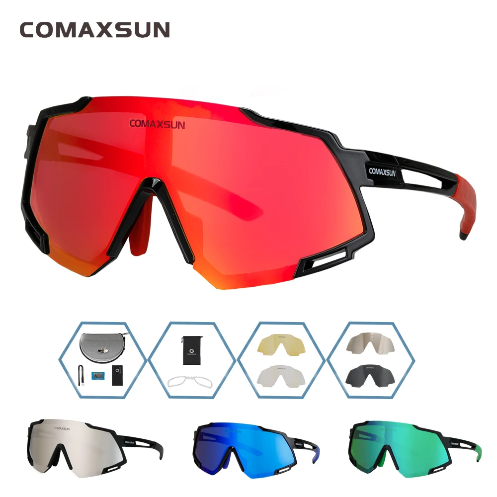 

Comaxsun Professional Polarized Cycling Glasses MTB Road Bike Goggles Outdoor Sports Bicycle Sunglasses UV 400 With 5 Lens TR90