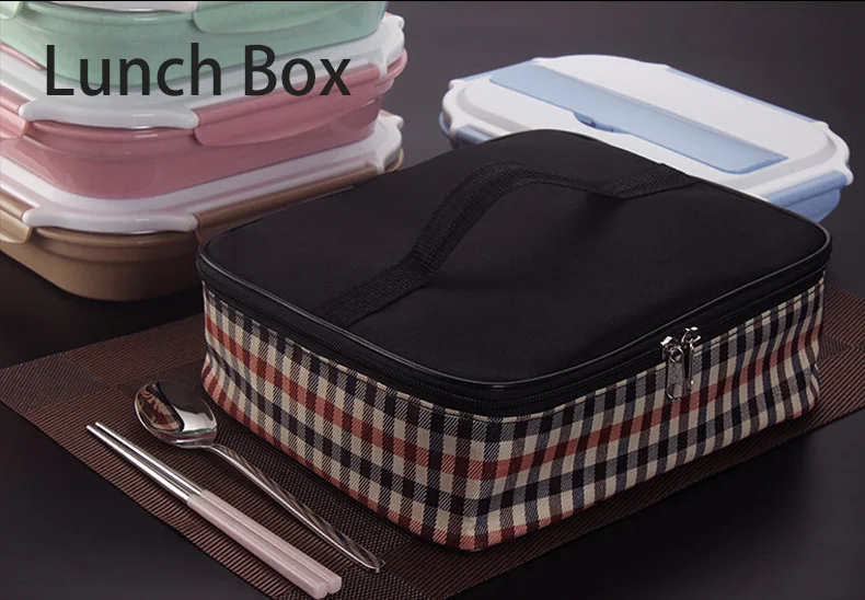 Lunch Bag Нержавеющая сталь Термальность контейнеры для еды с отделениями, Герметичная Кружка-порционная коробка Bento для хранения еды контейнер для пикника, офисные школьные Ланч-бокс - Цвет: Lunch Bag