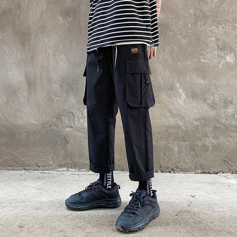 

Onnestun Hip Hop Harem Pants Men Elastic Waist Pants New Fashion Multi-pocket Sport Pants Joggers Sweat pants Men Streetwear