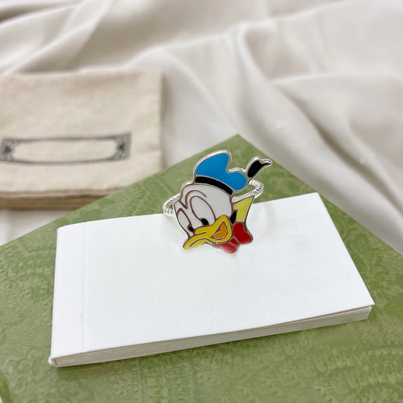 

925 Sterling Silver Donald Duck Ring Monaco Jewelry Morse Code Couples Fashion Trend Style Europe And America Luxury Brand gift