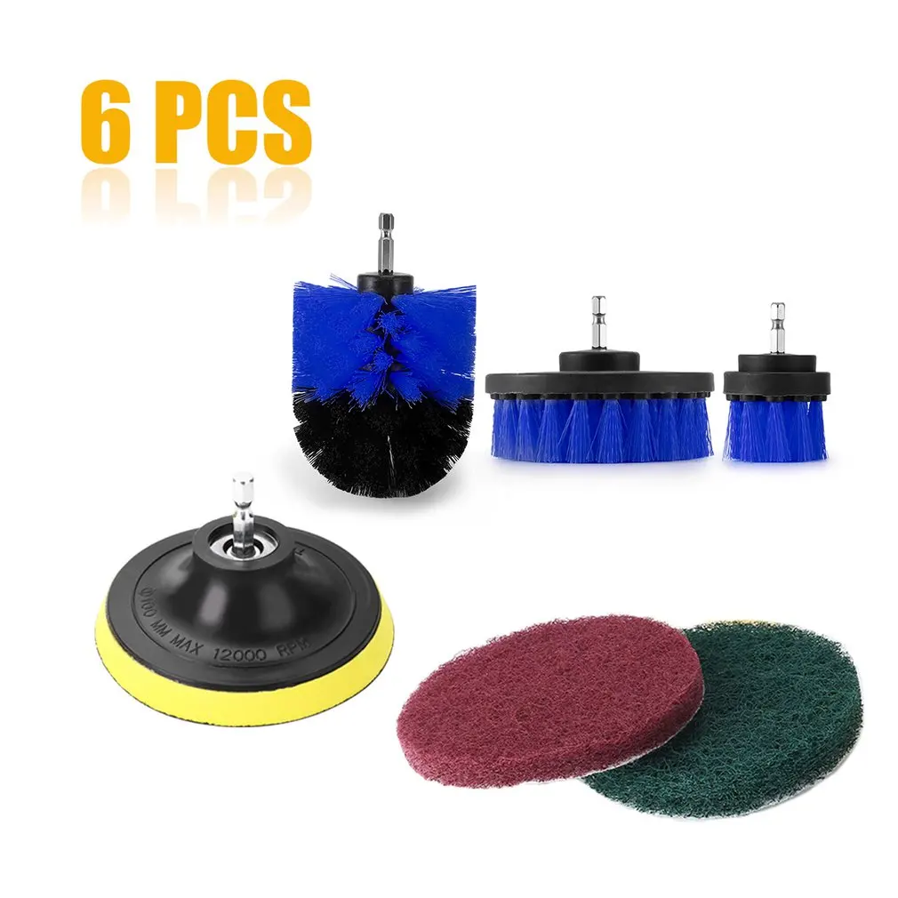 6 шт./компл. электрическая дрель набор кистей Пластик круглая Чистящая Щетка для