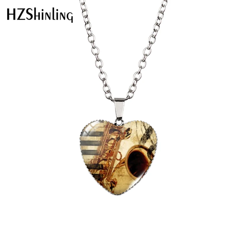 Новинка винтажное ожерелье в форме сердца скрипки музыкальные инструменты