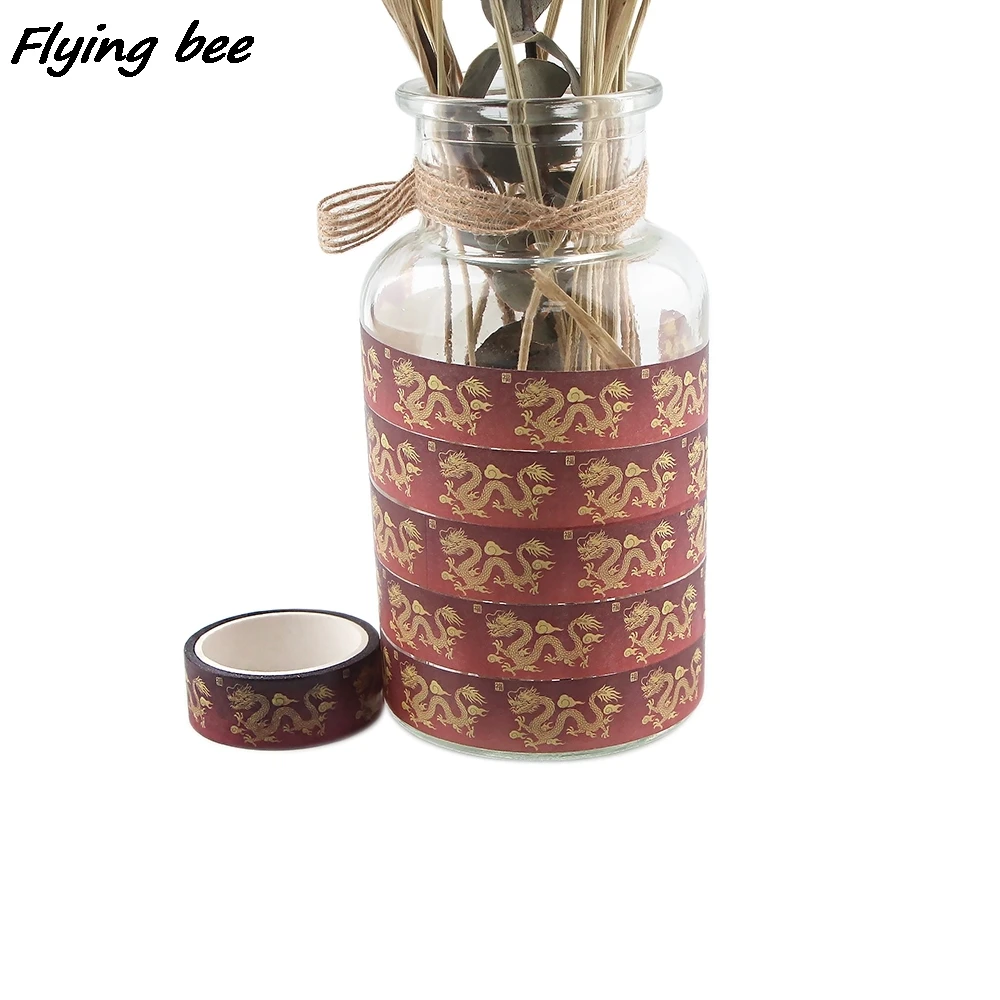 

20pcs/lot Flyingbee 15mmX5m Chinese Style Dragon Washi Tapes DIY Painting Paper Tape Decorative Tapes Scrapbooking Sticker X1175