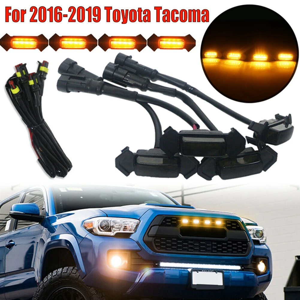 4 светодиодный Решетка фонари янтарного цвета 12V время катания в сборе для