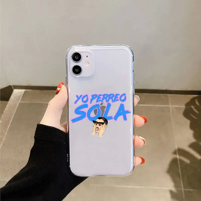 

Yo Perreo Sola Bad Bunny Maluma Phone Case Transparent for iPhone 6 7 8 11 12 s mini pro X XS XR MAX Plus