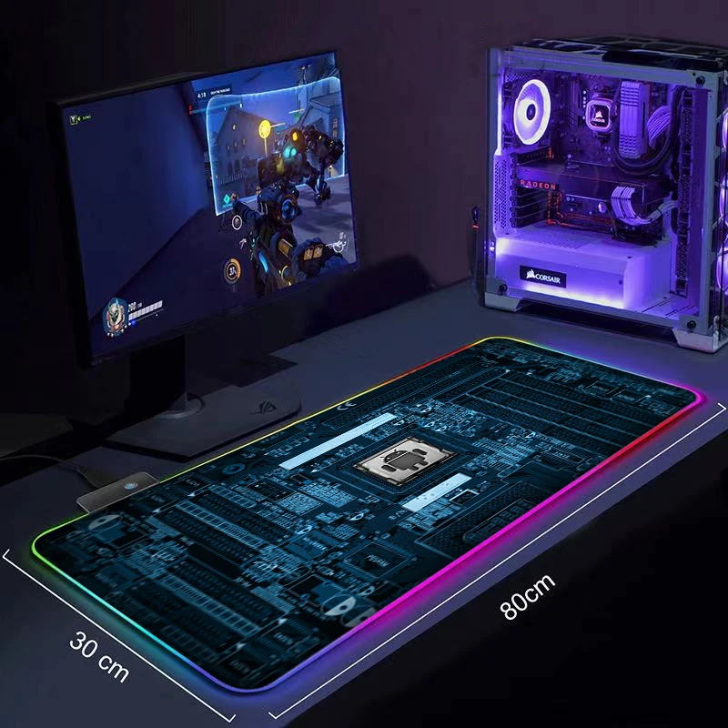 

Android logo DIY Gaming Mouse Pad Large Anime Mousepad RGB Computer Mouse Pad Gamer Mause Pad LED Backlit Mat Keyboard Desk Mat