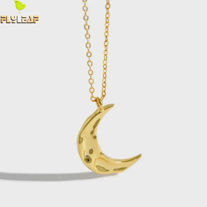 Минималистичное золотое ожерелье Flyleaf с изящной Луной и подвеской из настоящего