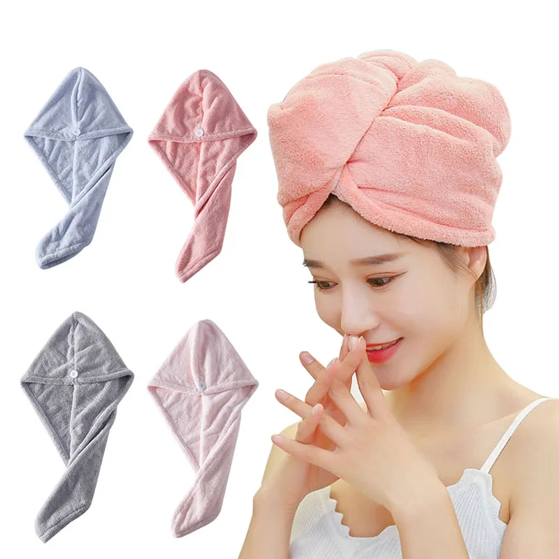 

Quick-drying Shower Dry Hair Cap Super Absorbent Dry Hair Hat Microfiber Head Wrap Women Girls Hair Towel Turban Bathroom Towel