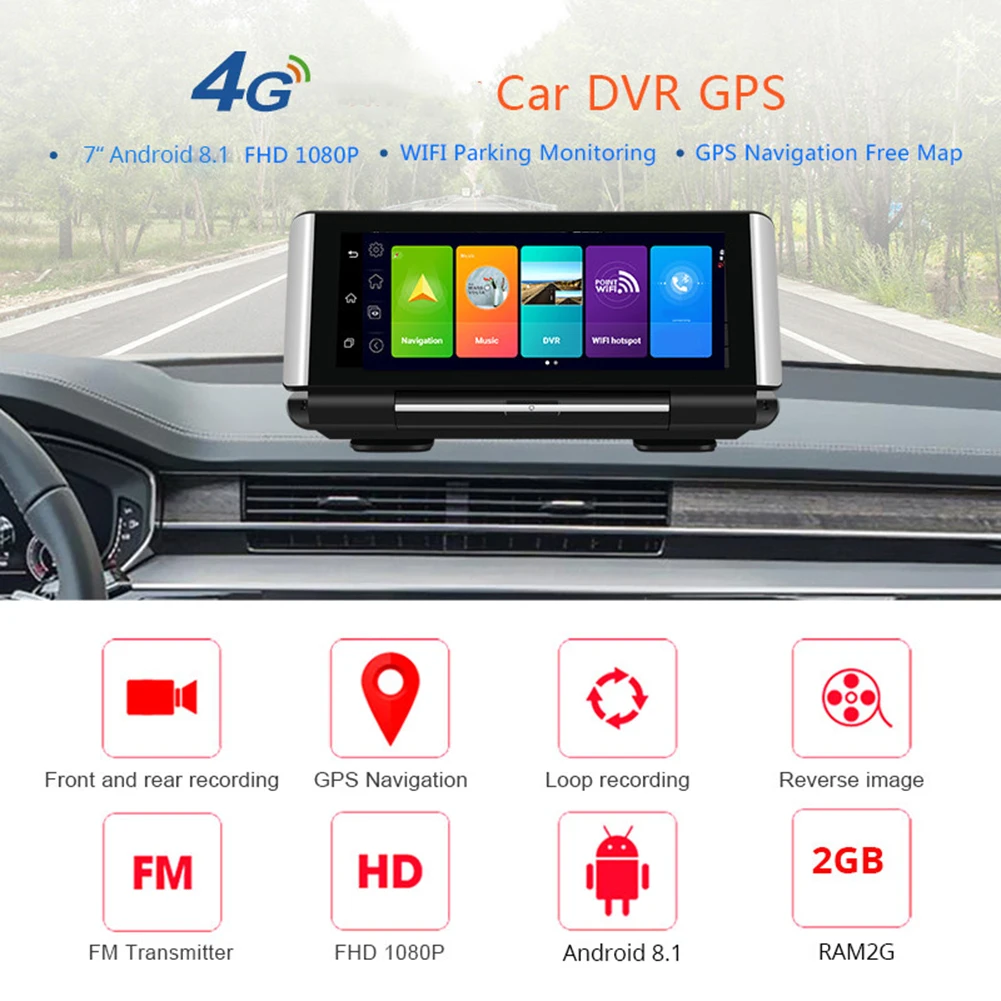 

Видеорегистратор автомобильный K7, Android 8,1, 4G, GPS, 1080P