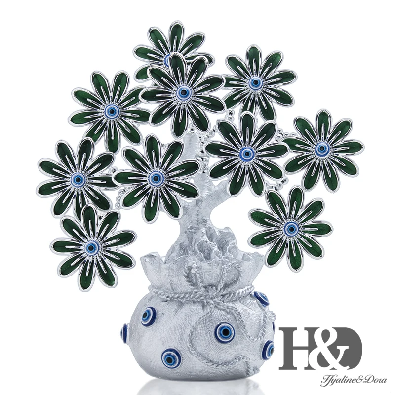 Wealth Bag Flower H& D Fengshui голубое сглаза дерево для защиты денег богатство достижения удачу Рождественский подарок домашний Декор Орнамент демонстрационная смола - Цвет: Wealth Bag Flower