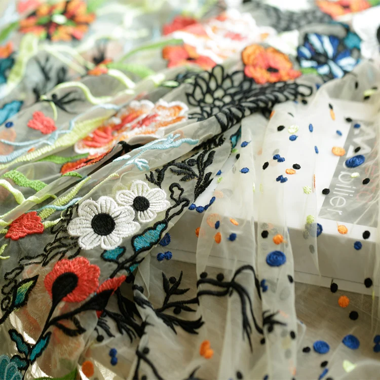 Кружевная ткань с вышивкой из сетчатой ткани многоцветный Waterweed DIY Одежда