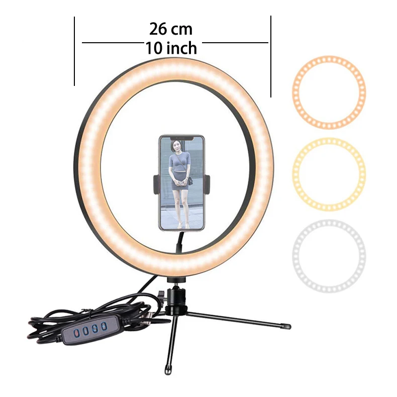 

6.3 -10 Inch Selfie Ring Light Phone LED Camera Ring Lamp Photography USB Dimmable with Tripod Stand Holder for Makeup Youtube