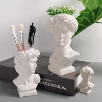 creative pen holder resin david sculpture portrait statue make up brush storage box flowerpot vase art craft garden home decor