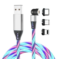 540 degree rotate magnetic micro usb type c cable led luminous mobile phone charging cord cable for iphone 13 xiaomi samsung s20