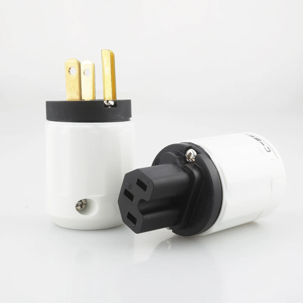 Позолоченный штекер питания переменного тока для США пара 24 К + вилка IEC Famale DIY