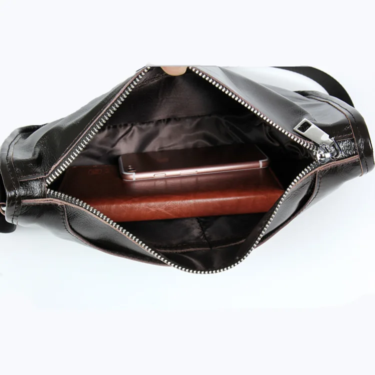 Мужская сумка мессенджер из натуральной кожи черная на плечо для мужчин кожаная