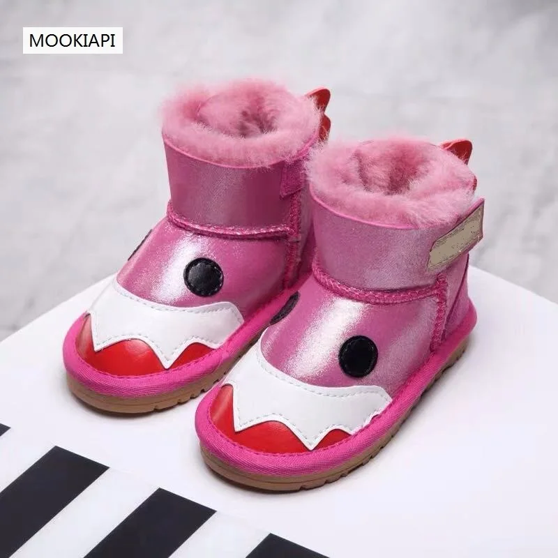 Австралийские новые зимние ботинки из овечьей кожи и меха 2019 г. Детская обувь