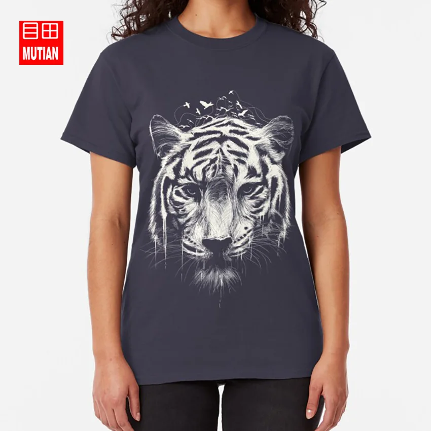 Соединенная между собой футболка с изображением тигра животных птиц природы