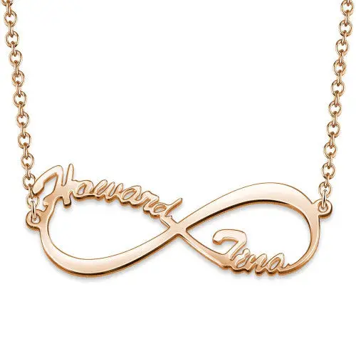 Rose gold color Персонализированные ожерелья из стерлингового серебра 925 пробы модная бесконечная подвеска выгравированное имя 3 цвета ювелирные изделия индивидуальный подарок для женщин - Цвет камня: Rose gold color