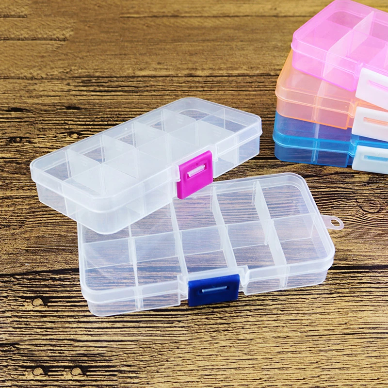 10 сетки Пластик ящик для хранения регулируемое прозрачный организатор небольших