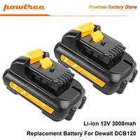 powtree 3000mah 12v replacement battery for dewalt dcb120 batteries 12v dcb123 dcb125 dcb124 dcb122 dcd710 cordless power tools