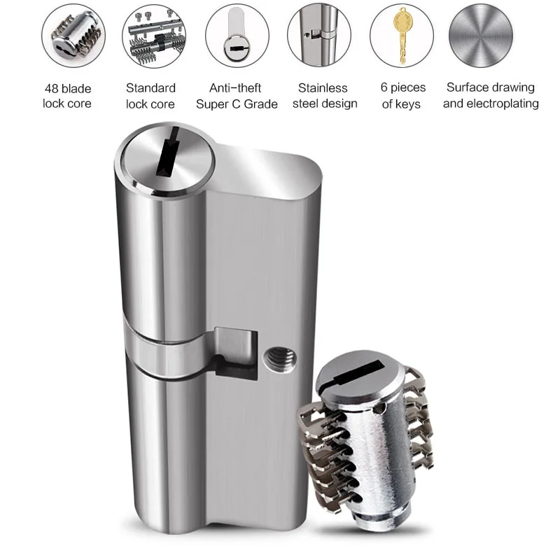 304 цилиндр замка из нержавеющей стали 8 ключей двери 65 70 75 80 85 90 95 100 мм безопасности