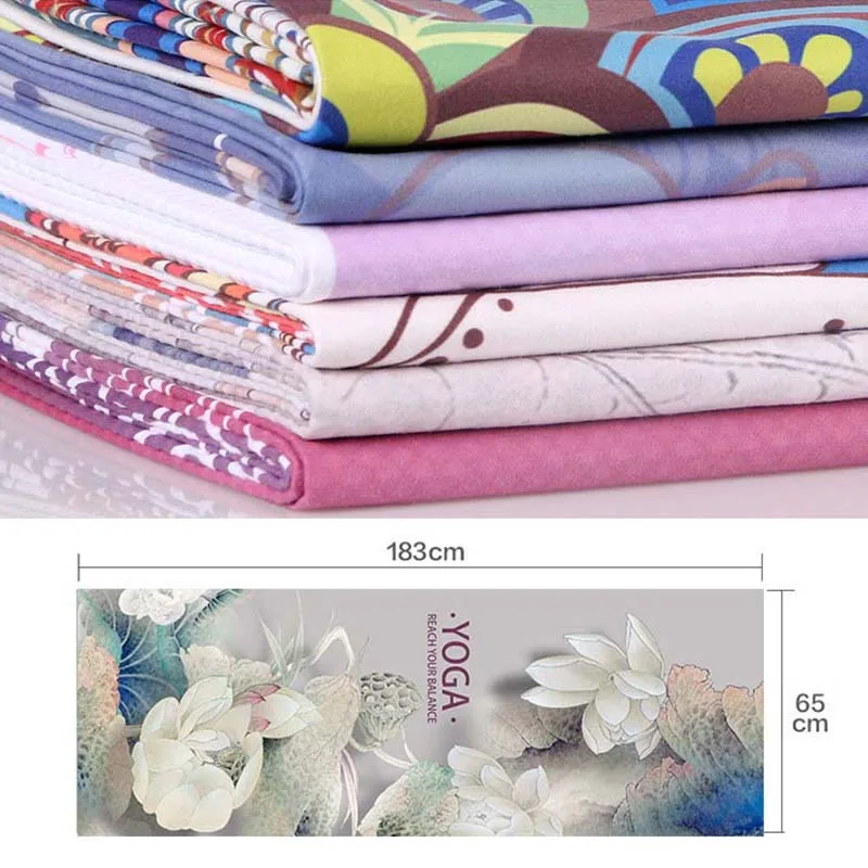 183*65 CM Printed Yoga Towel Microfiber Non Slip Yoga Blanket Absorb Sweat Yoga Mat Cover Towel Pilates Fitness Beach Mat Towel