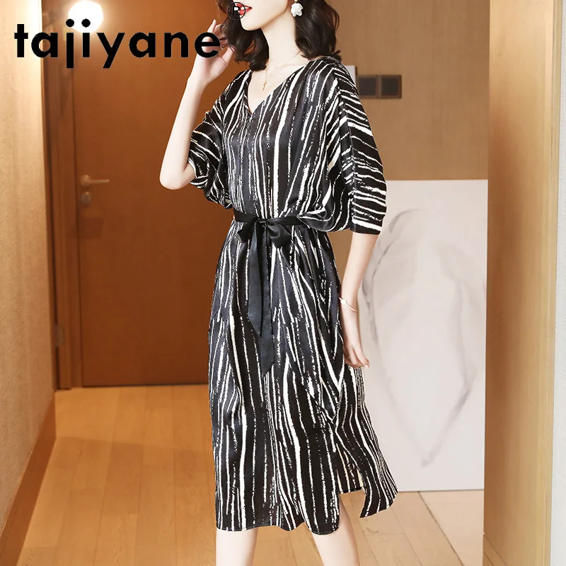 100% Silk Real Dresses for Women Summer Dress Oversizes Causal Midi Dress Silk Natural Woman Dresses Vestidos TN2578
