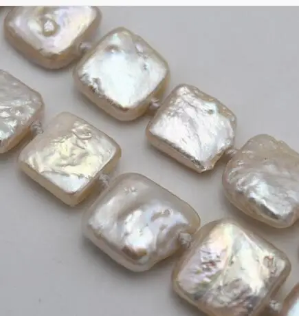 feel shipping stunning 10mm white square coin baroque pearl necklace 16.5-17inch | Украшения и аксессуары