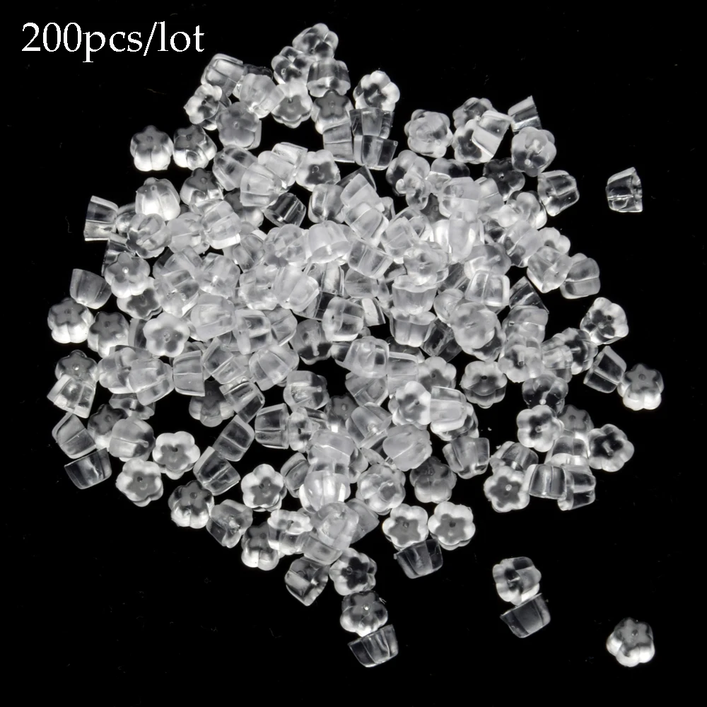 200 шт./лот прозрачные мягкие силиконовые резиновые серьги защитные пули заглушки