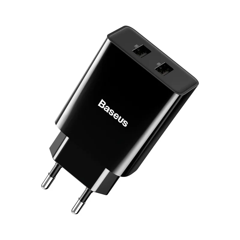 Baseus Mini Dual USB зарядное устройство 10,5 Вт для iPhone 11 Pro X 8 7 Plus Xs Max 5 в 2A портативное зарядное устройство для samsung Xiaomi huawei - Тип штекера: 5V 2A CHARGER BLACK