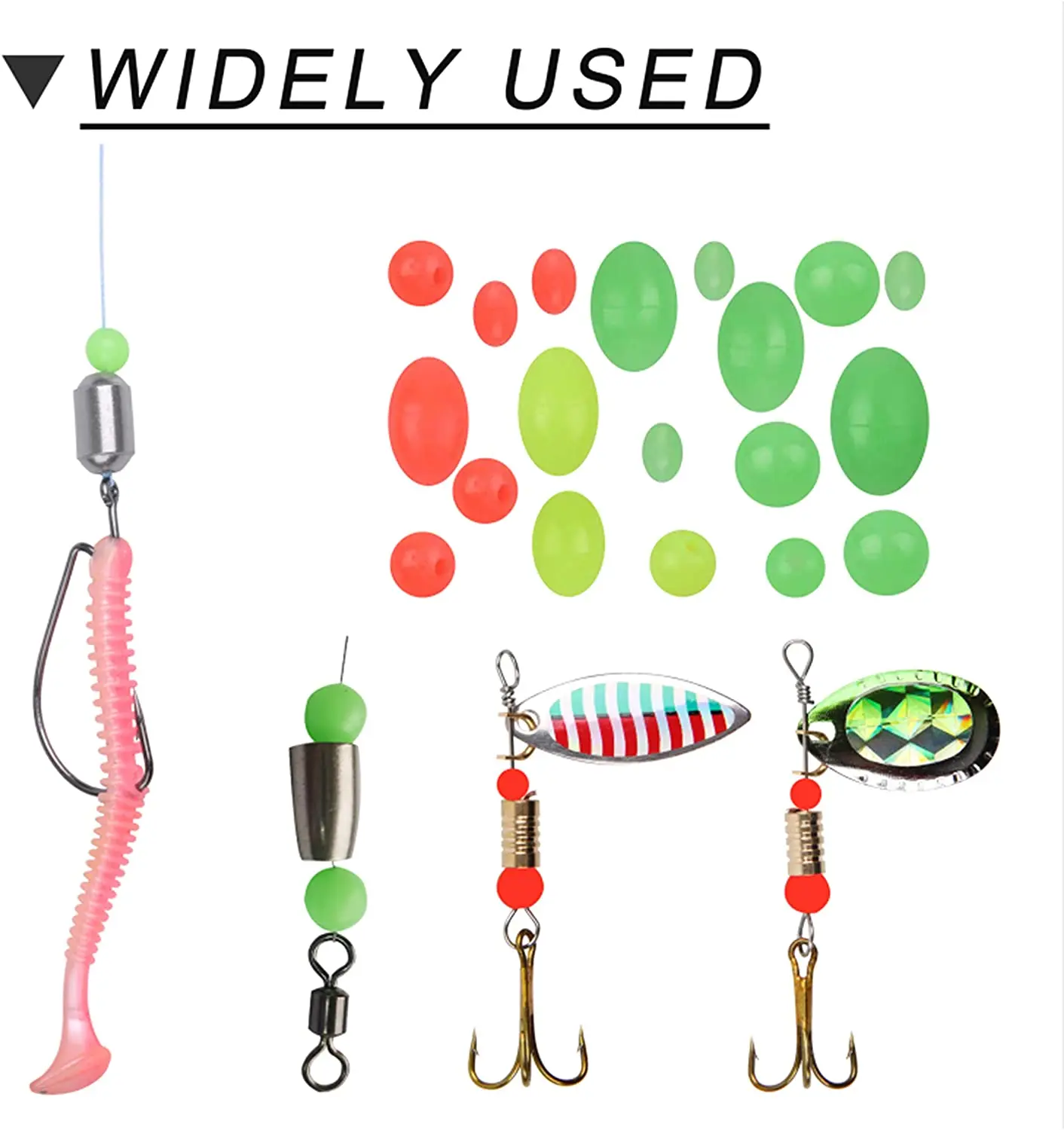 100PCS Oval Soft Rubber Luminous Fishing Beads Glowing Sink Beads For Treble Hook Fishing Rigs Green Red Fishing Lure Tackle