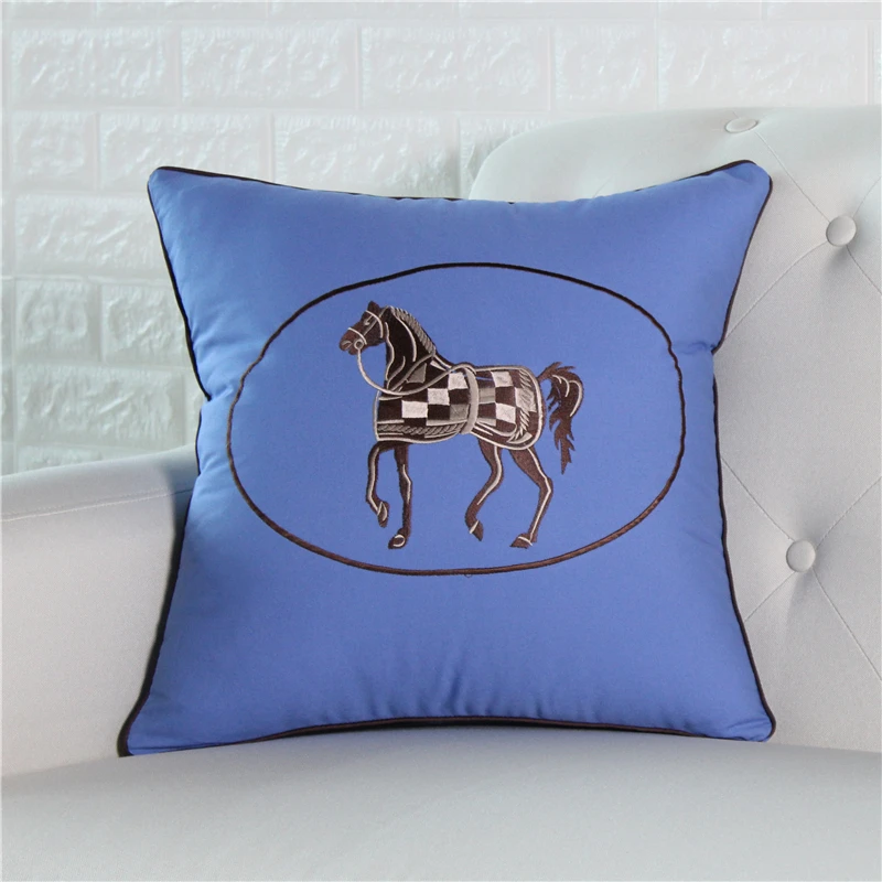 

45x45cm blue embroidered cushion cover sofa vintage horse/floral/geometric pillowcase sofa decorative cushion pillow cover