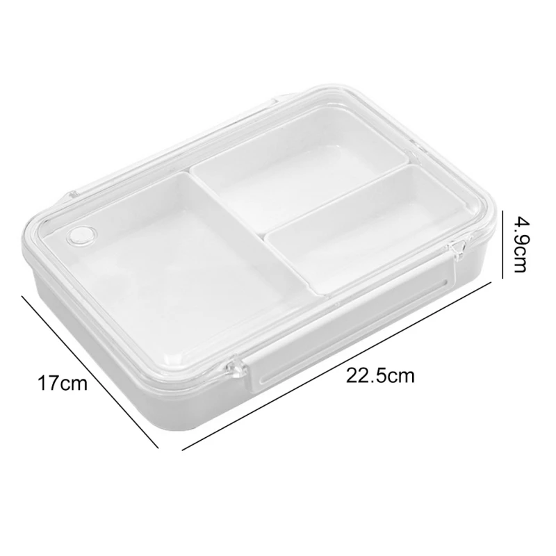 

Silicone Strip Leak-Proof 3-Compartment Transparent Lunch Container Ideal For Food Storage Food-Safe Materials Oven-Safe