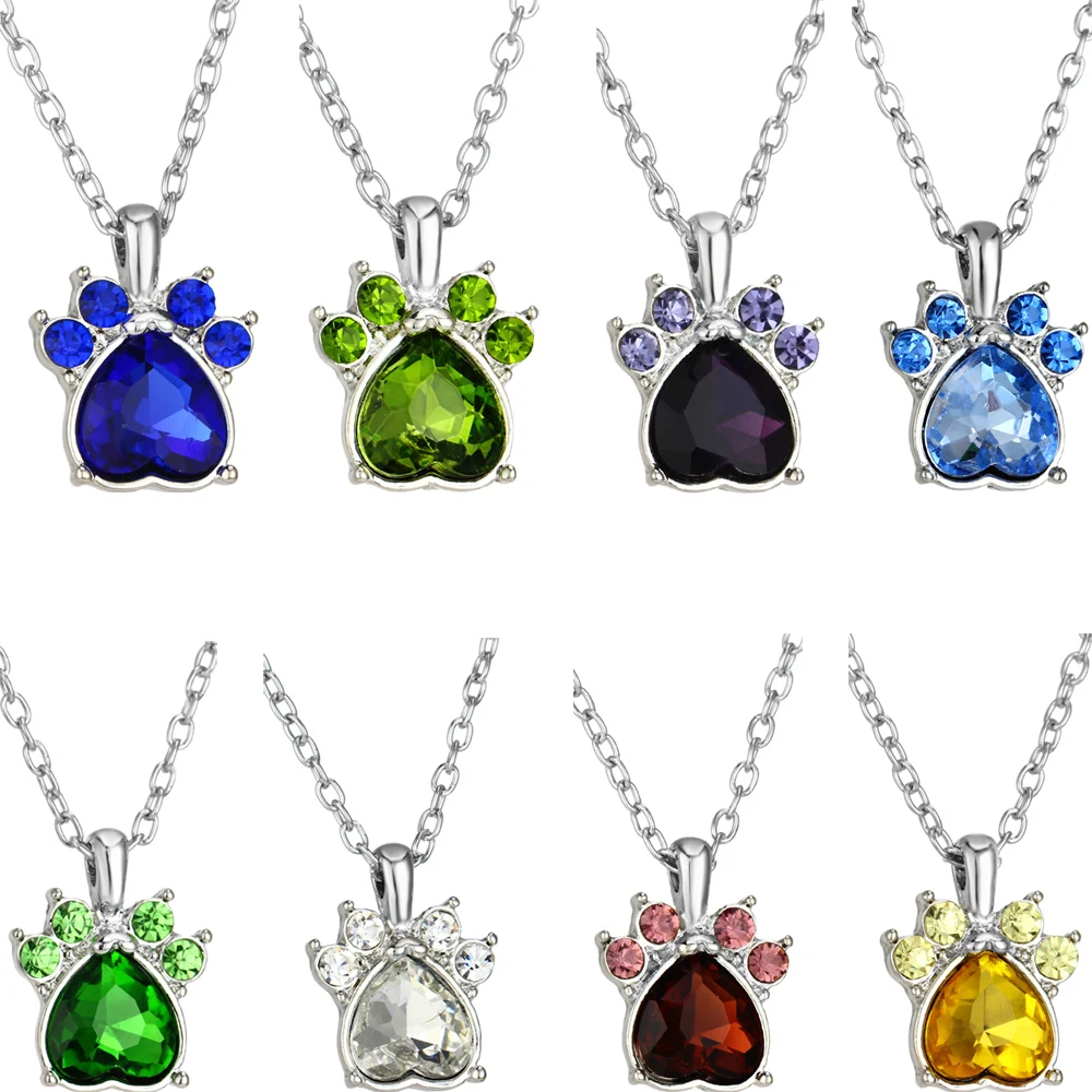 Очаровательные ожерелья 12 месяцев хрустальные стразы кошка собака животные лапы