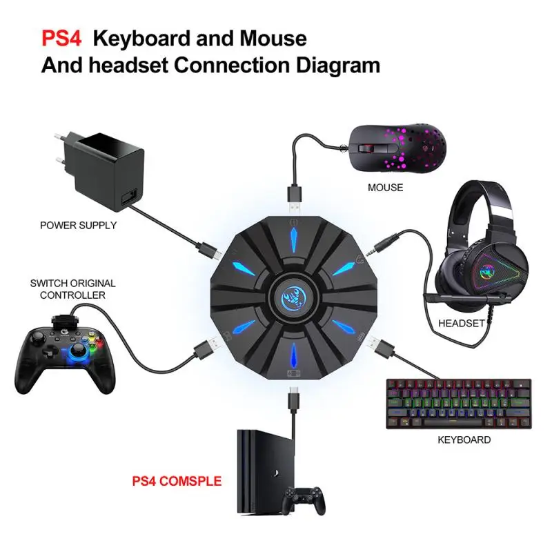HXSJ/P9 Controller Gaming Keyboard Mouse Converter Adapter For PS4 / PS3 Xbox One 360 Switch Consoles Pc Headset | Электроника