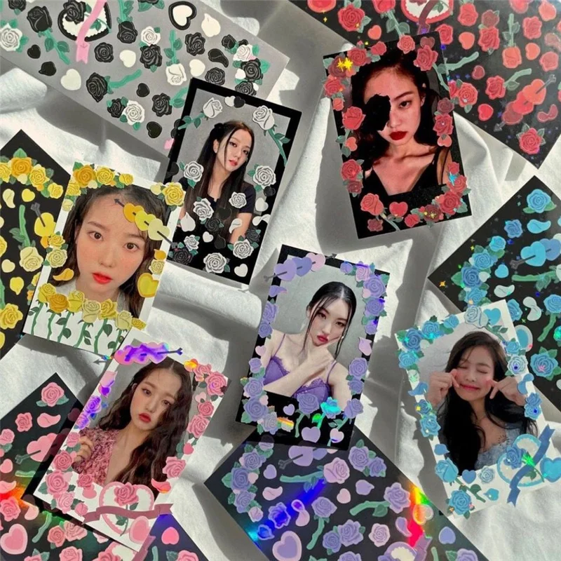 

Kawaii Laser Flower Rose Stickers Scrapbooking Hand Account DIY Decoration Material Diary Album Cute Korean Stationery Sticker