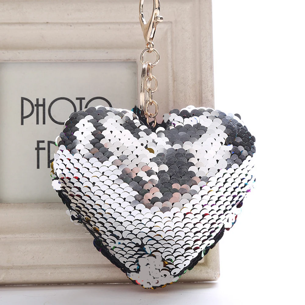 Блестящий брелок для ключей с блестками в форме сердца женский автомобиля
