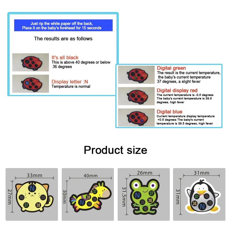 9 шт. Детские Лоб с принтом мультяшных голов термометр для малышей милые Стикеры