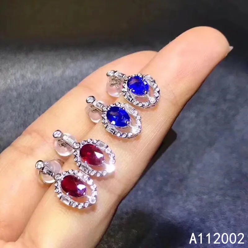 

KJJEAXCMY fine jewelry natural ruby sapphire 925 sterling silver women earrings new Ear Studs support test popular