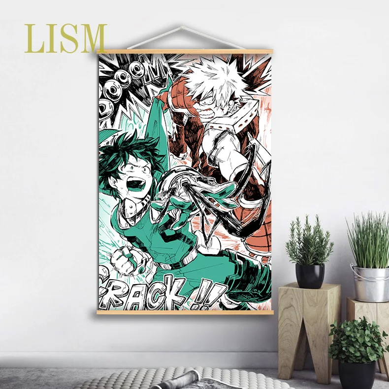 Boku no Hero Академия Bakugou Katsuki Midoriya Izuku Аниме Манга HD печать на стене постер Холст