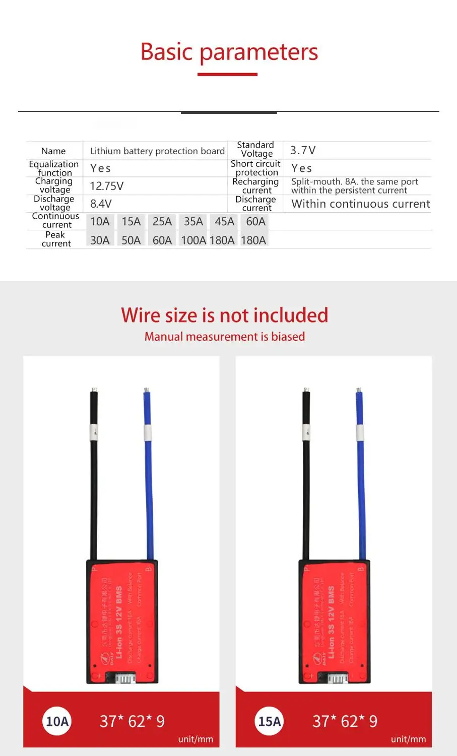 

3S 12V 10A - 60A Li-ion BMS 18650 lithium battery Protection Board W balance 25A 35A 40A 45A batteries Waterproof F/ e-bike