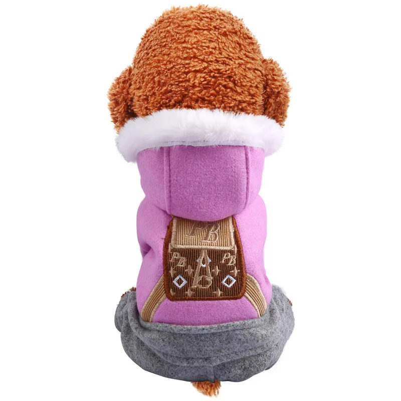 

Puppy lovely Pet dogs, cats, autumn and winter new Teddy Bichon warmth tide brand bag woolen four-legged pants pink coat clothes