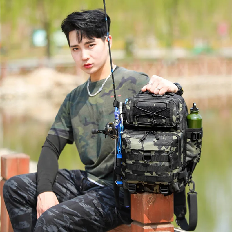 

Portable Fishing Bag Tactical Backpack Outdoor Fish Bait Storage Waterproof Hunting Camping Bag Single Shoulder Pack Chest Bag