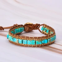new women wrap bracelets turquise stones gold chain woven wrap bracelet bohemian statement jewelry