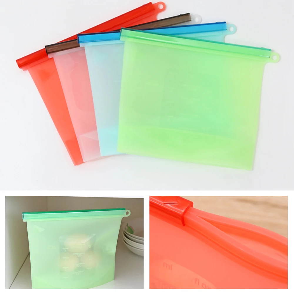 

1000ml Reusable Silicone bags Vacuum Food Fresh Bags Wraps Fridge Food Storage Container Refrigerator Bag Smell Proof Bags